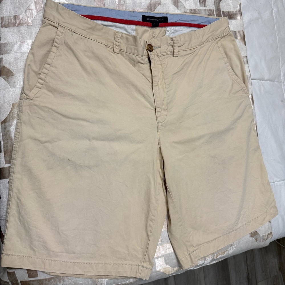 Tommy Hilfiger Beige Men's Flat Front Shorts